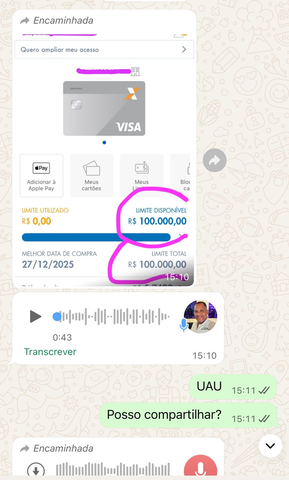 Print de WhatsApp com depoimento de cliente 3