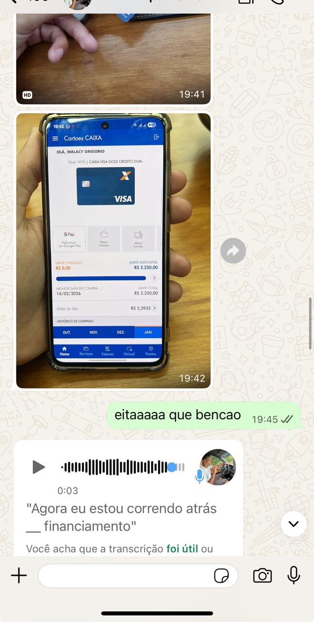 Print de WhatsApp com depoimento de cliente 4