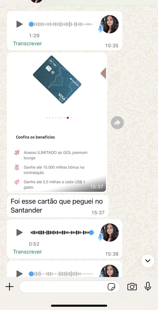 Print de WhatsApp com depoimento de cliente 7